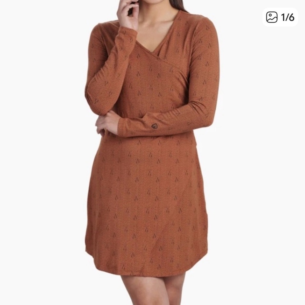 Kuhl Women's Rust Brown Long Sleeve Knit Dress